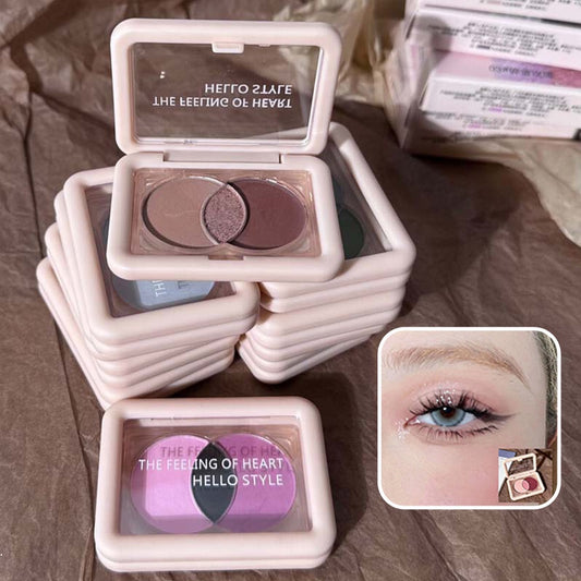 Hello Style Small Square Box Three -color Eye Shadow Plate Pearlescent Sparkling Matte Water Proof Rose Disk Eye Shadow