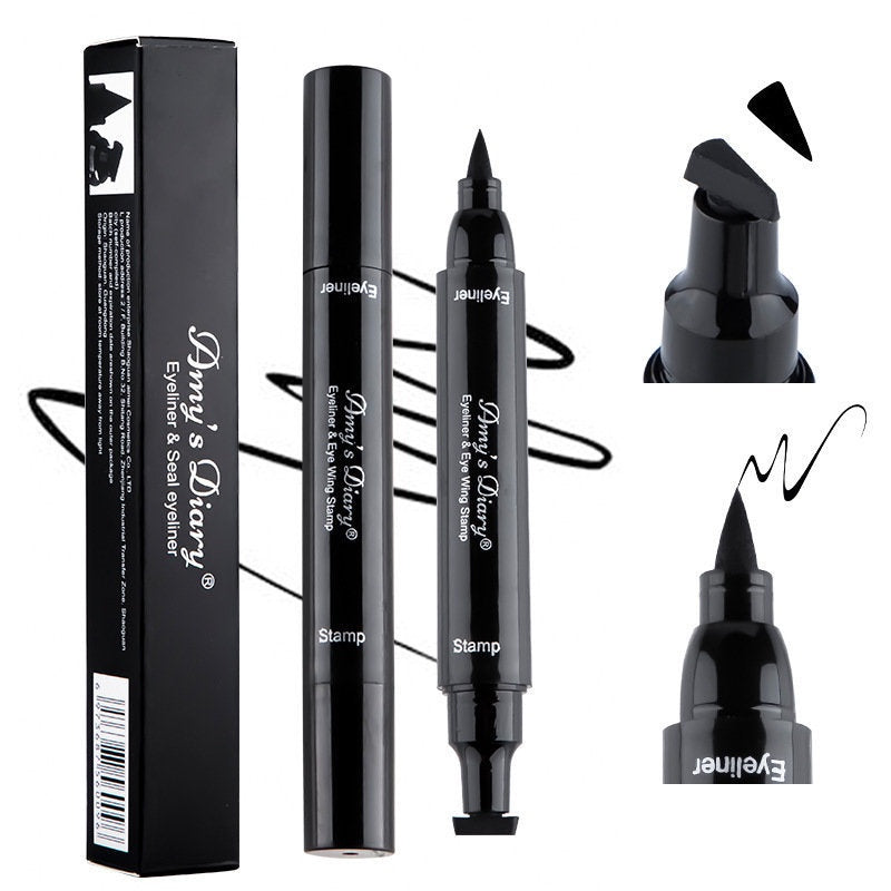 Eyeliner Double Head Triangle Water Proof Quick Drying Novice Portable Eye Makeup Liquid Eyeliner