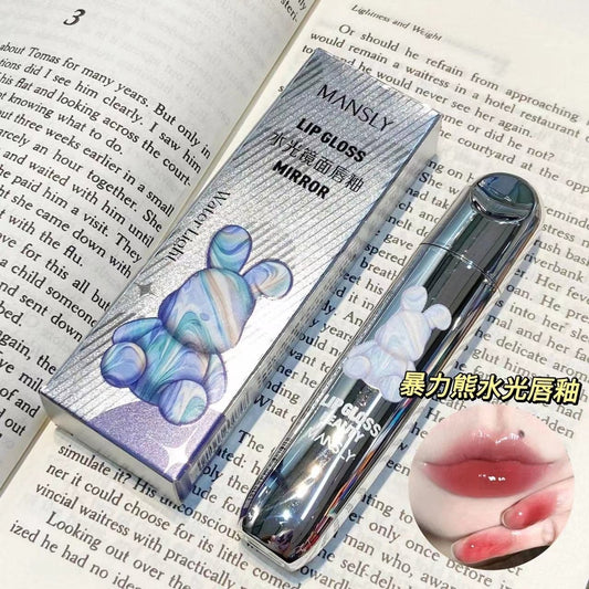 Silver Bear Lip Gloss Mirror Surface Moisturize Moisturizing Water Proof Lipstick