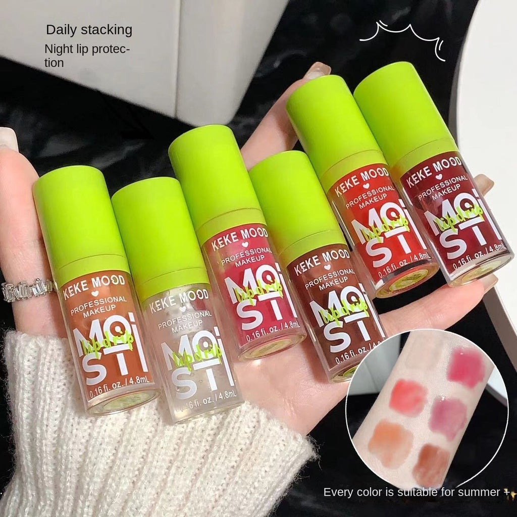 Kekemood Green Fluorescent Lip Oil Moisturizing Moisturize Transparent Water Proof Lip Gloss Lipstick