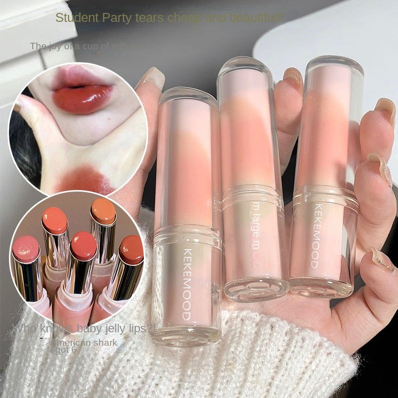 Kekemood Lipstick Colored Round Tube Mirror Surface Moisturize Moisturizing Water Proof Lasting Nature Lip Gloss