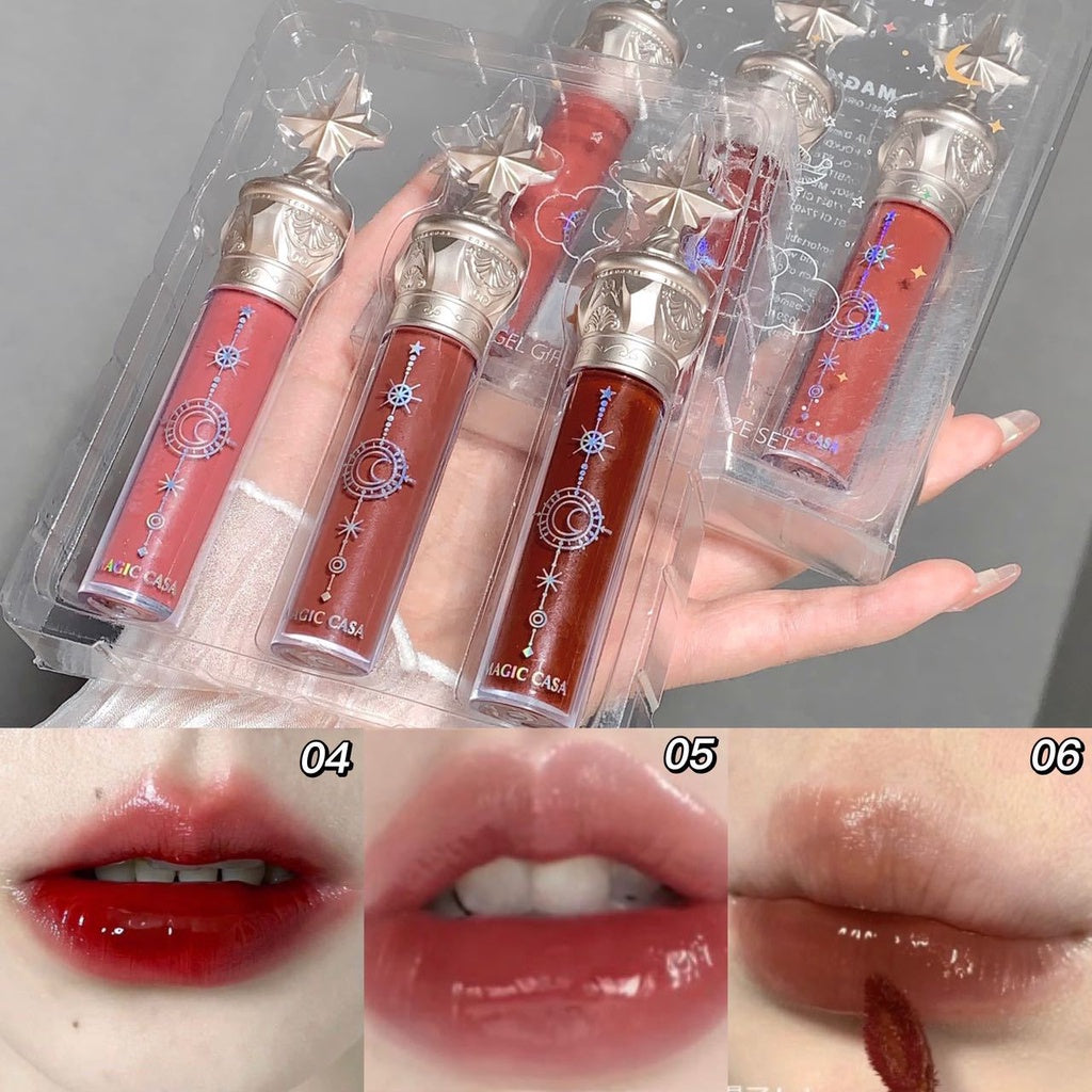 MAGIC CASA Little Stars Mirror Surface Lip Gloss Moisturize Lasting Not Easy To Fade Lipstick