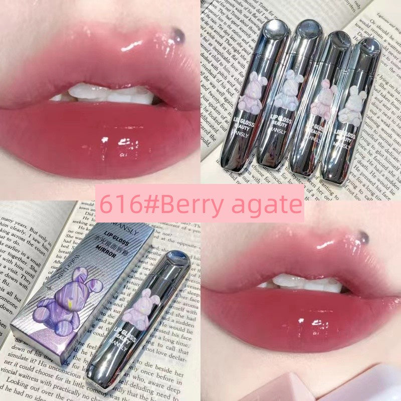 Silver Bear Lip Gloss Mirror Surface Moisturize Moisturizing Water Proof Lipstick