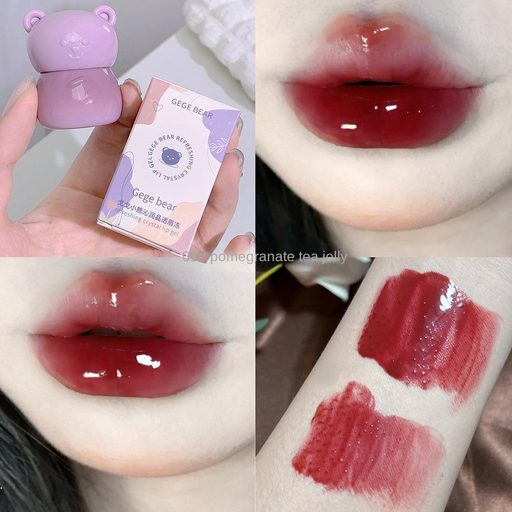 Gege Bear Cute Little Bear Lip Gloss Mirror Surface Moisturize Moisturizing Water Proof Lasting Lipstick