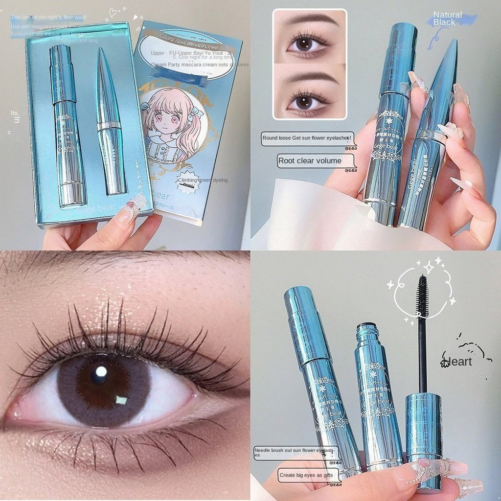 Gege Bear Eyelash Fiber Mascara Set of Boxes Eyelash Brush Water Proof  Not Easy To Smudge Long-lasting Beautiful Eyelash Fiber Mascara Set