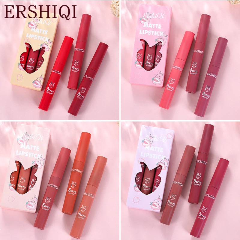 Ershi Qi Lip Gloss Matte Waterproof Not Easy To Fade Lasting Moisturizing Liquid Lipstick