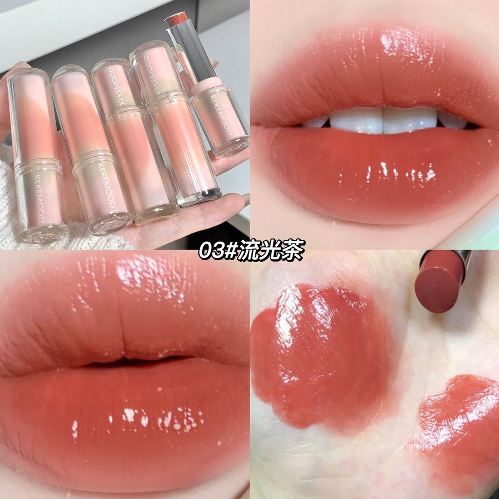 Kekemood Lipstick Colored Round Tube Mirror Surface Moisturize Moisturizing Water Proof Lasting Nature Lip Gloss