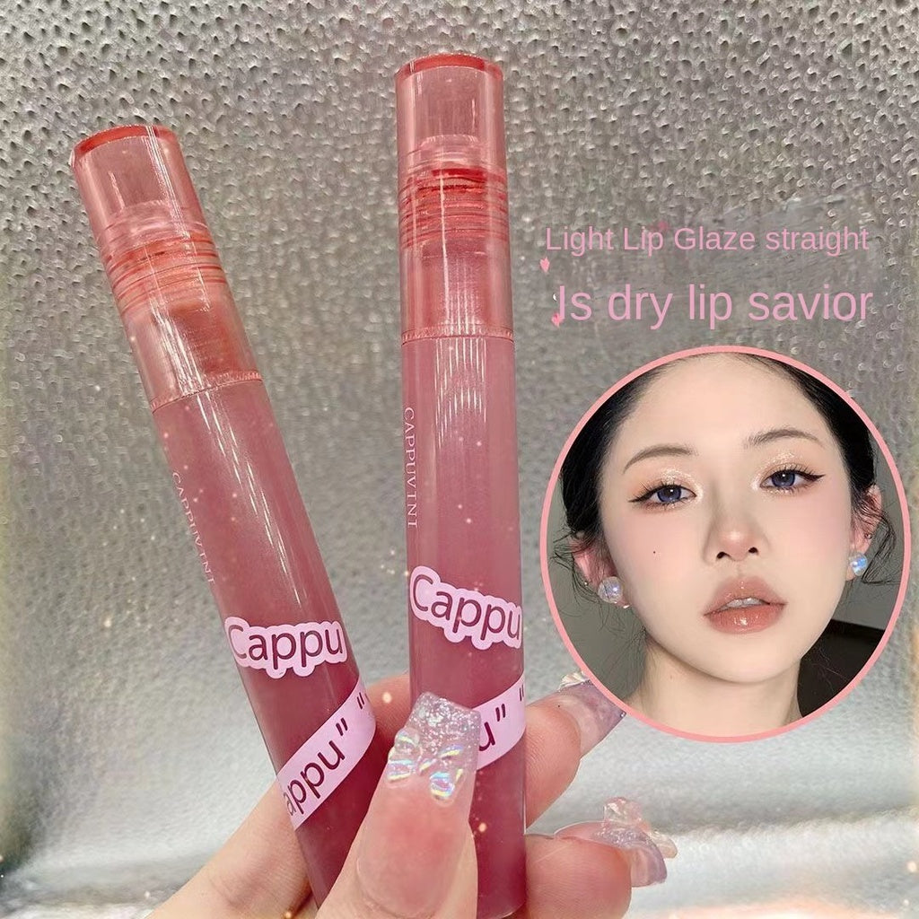 Cappuvini Lip Gloss Mirror Surface Purple Circular Tube Lip Glaze Moisturize Moisturizing Water Proof Lipstick