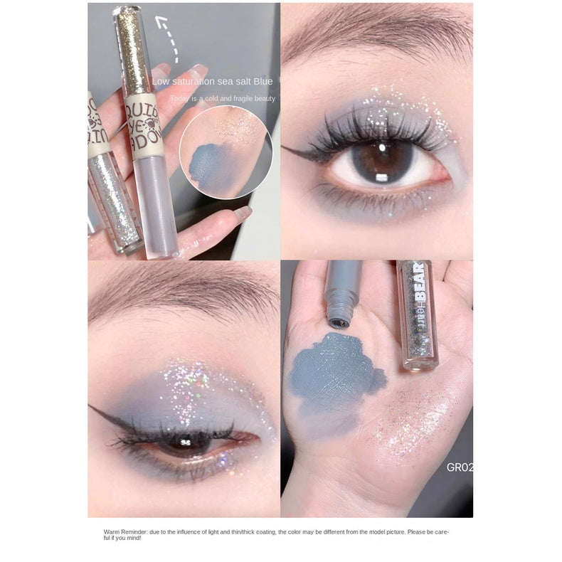 Gege Bear Liquid Eye Shadow Double Head Glittering Brighten Pearlescent Sequins Matte Water Proof Moisturize Eye Shadow Stick