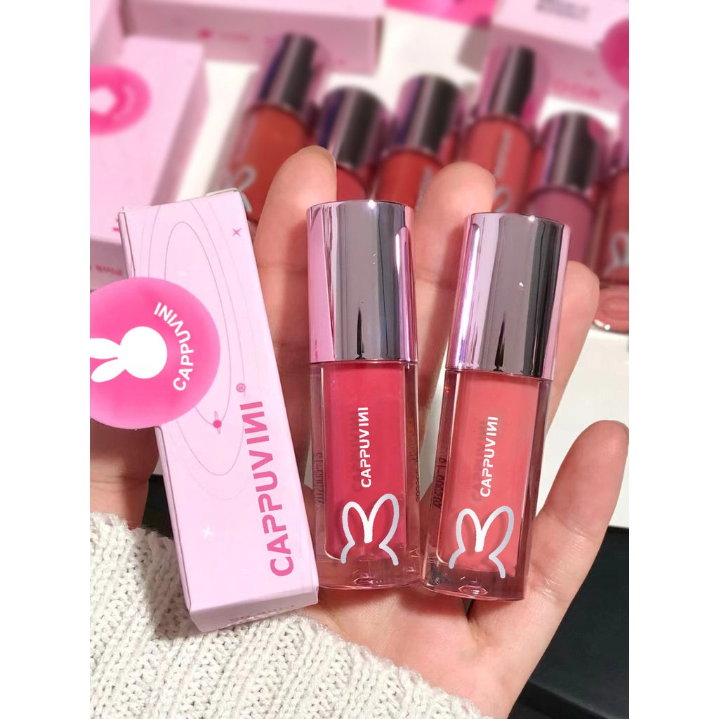 Cappuvini Pink Rabbit Lip Gloss Moisturize Nourish Lip Oil Water Proof Lipstick