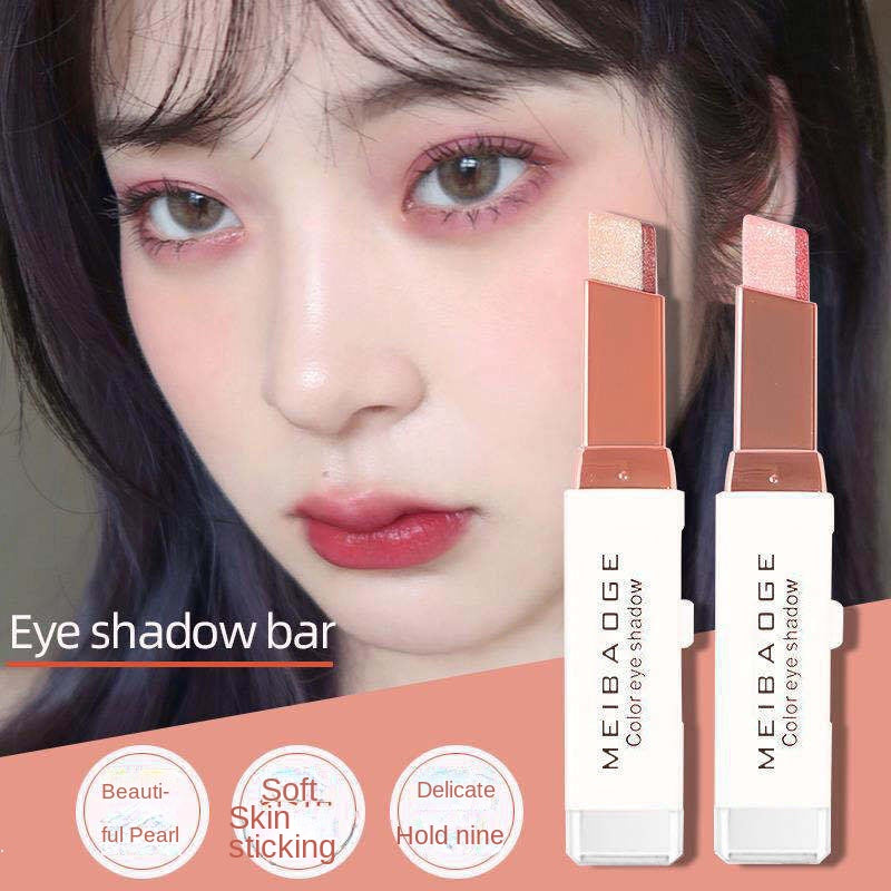 MEIBAOGE Dual -color Eye Shadow Stick Makeup Eye Shadow Pearlescent  Matte Water Proof Lasting Eye Shadow