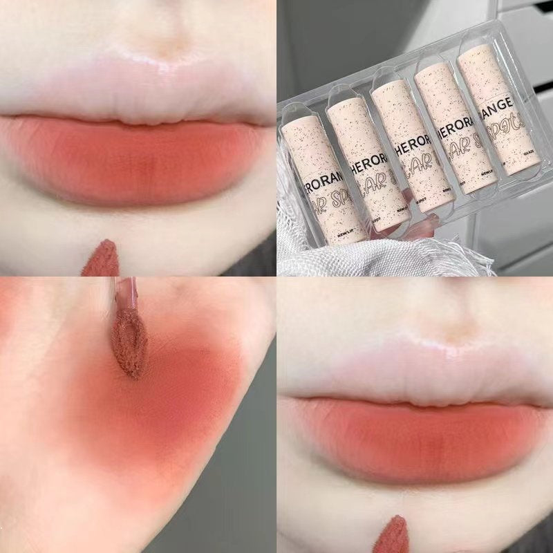 HERORANGE Five Lip Gloss Set Matte Water Proof Lasting Nature Not Easy To Fade Lipstick Gift Box