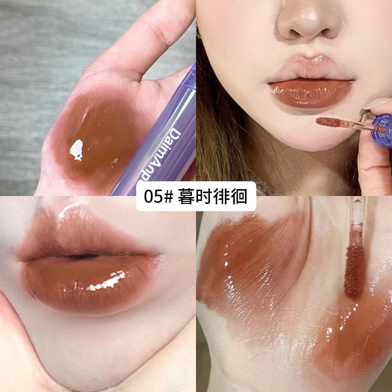 DAIMANPU Purple Lip Gloss Mirror Surface Moisturize Moisturizing Water Proof Lasting Lipstick