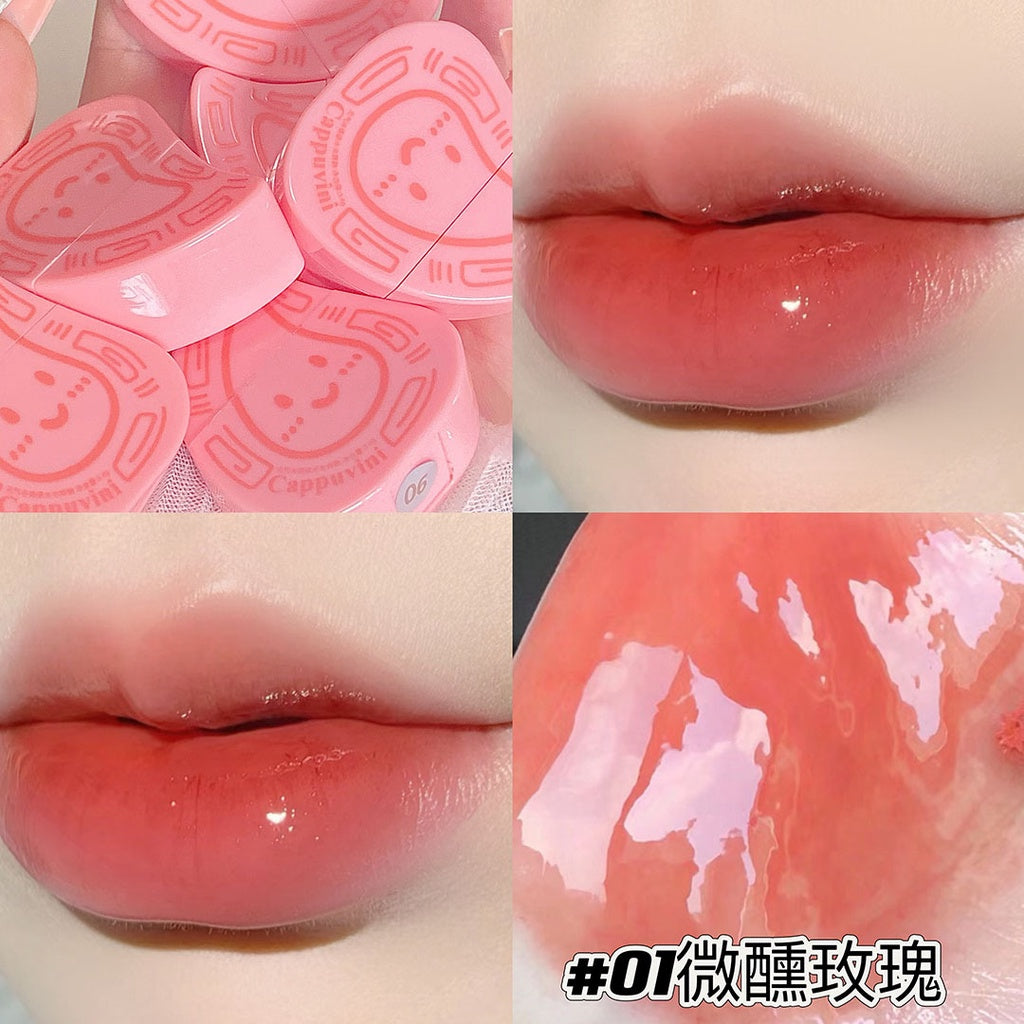 Cappuvini Flower Lip Gloss Fruit Flavour Mirror Surface Moisturize Moisturizing Water Proof Lasting Not Easy To Fade Lipstick