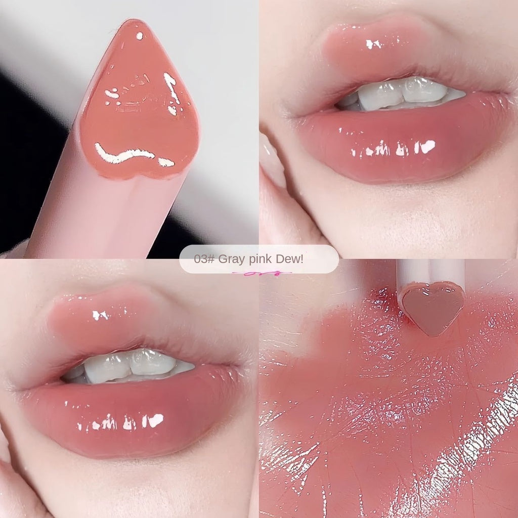 SWEET MINT Heart -shaped Lipstick Mirror Surface Moisturize Moisturizing Water Proof Lasting Not Easy To Fade Lip Gloss