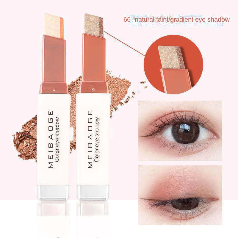 MEIBAOGE Dual -color Eye Shadow Stick Makeup Eye Shadow Pearlescent  Matte Water Proof Lasting Eye Shadow