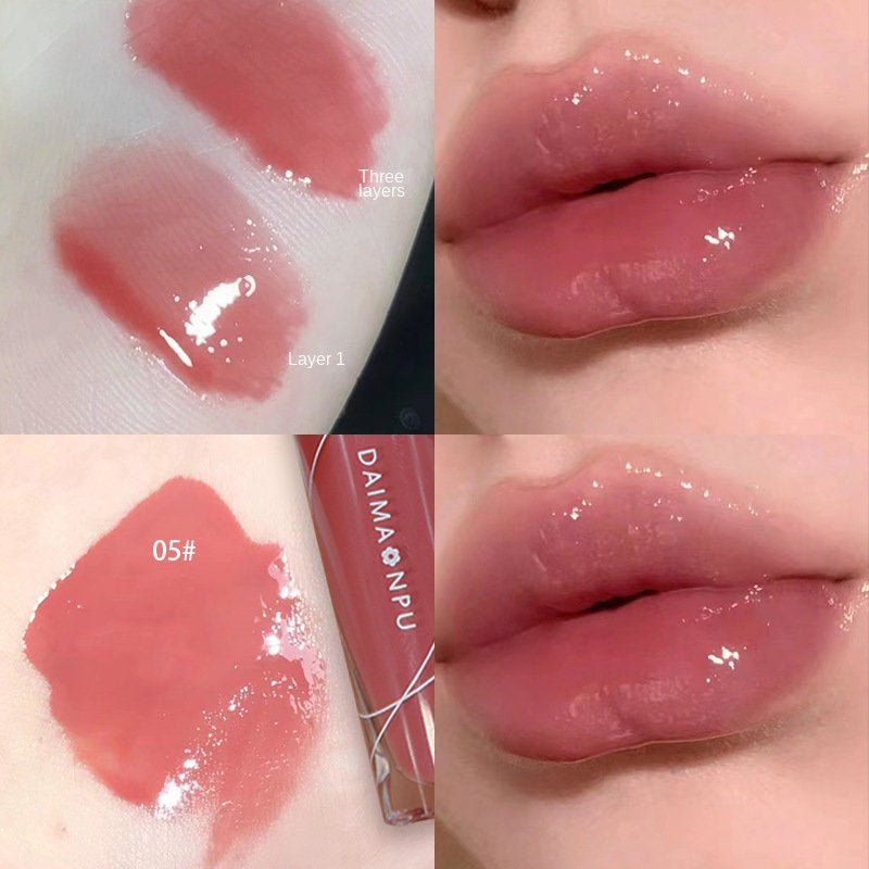 DAIMANPU Lip Gloss Lip Oil Moisturizing Moisturize Water Proof Lasting Mirror Surface Lip Gloss