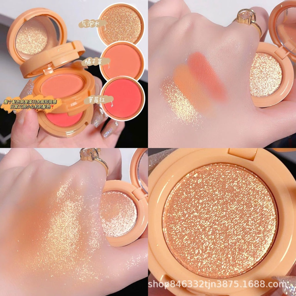 HUDAMOJI Blush Highlight Eye Shadow Matte Pearl Water Proof Not Easy To Fade Lasting Three -layer Blusher Makeup