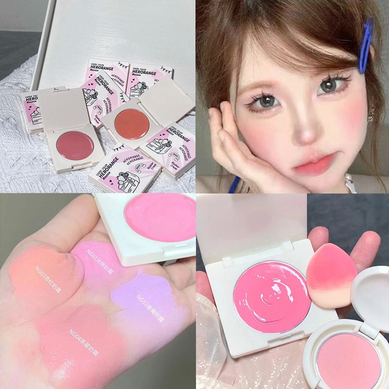 HERORANGE Blush Cream Pink Moisturize Moisturizing Water Proof Lasting Young Girl Blush Palette