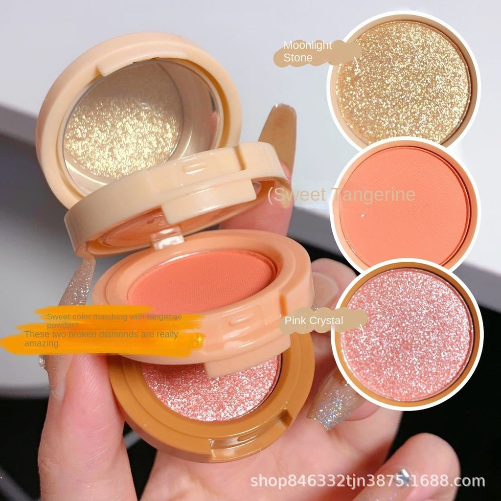 HUDAMOJI Blush Highlight Eye Shadow Matte Pearl Water Proof Not Easy To Fade Lasting Three -layer Blusher Makeup