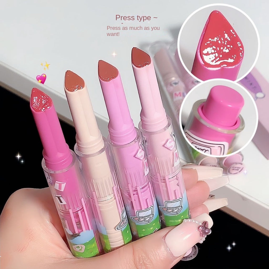 SWEET MINT Heart -shaped Lipstick Mirror Surface Moisturize Moisturizing Water Proof Lasting Not Easy To Fade Lip Gloss