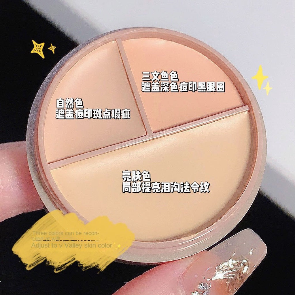 SWEETMINT Tricolor Concealer Moisturize Moisturizing Lasting Water Proof Cover Up Dark Circles Acne Marks Spots Nasolabial Law Pattern Brighten Concealer