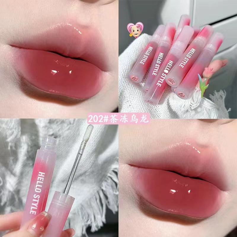 Hello Style Pink Lip Gloss Mirror Surface Lasting Moisturize Moisturizing Water Proof Lipstick