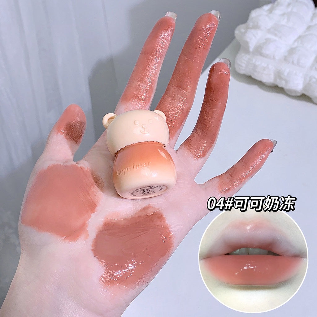 Gege Bear Cute Little Bear Lip Gloss Mirror Surface Moisturize Moisturizing Water Proof Lasting Lipstick