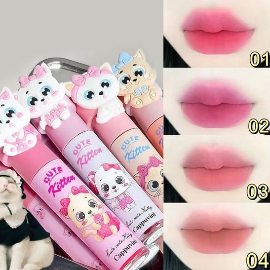 Cappuvini Cute Cat Lip Gloss Matte Water Proof Lasting Lipstick Gift Box