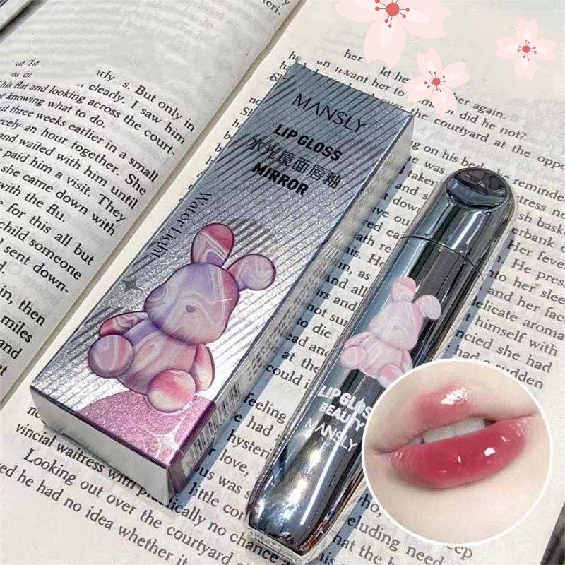 Silver Bear Lip Gloss Mirror Surface Moisturize Moisturizing Water Proof Lipstick