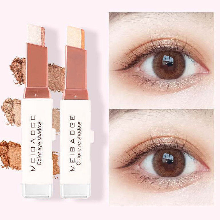 MEIBAOGE Dual -color Eye Shadow Stick Makeup Eye Shadow Pearlescent  Matte Water Proof Lasting Eye Shadow