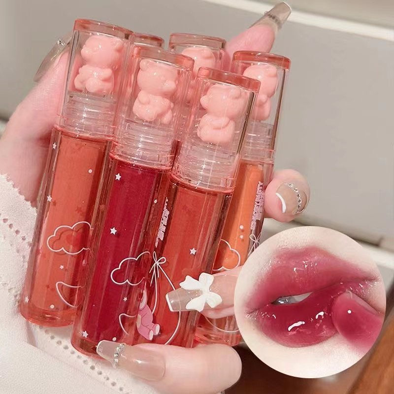 Cute Bear Mirror Surface Lip Gloss Berry Bear Moisturize Water Proof Lipstick