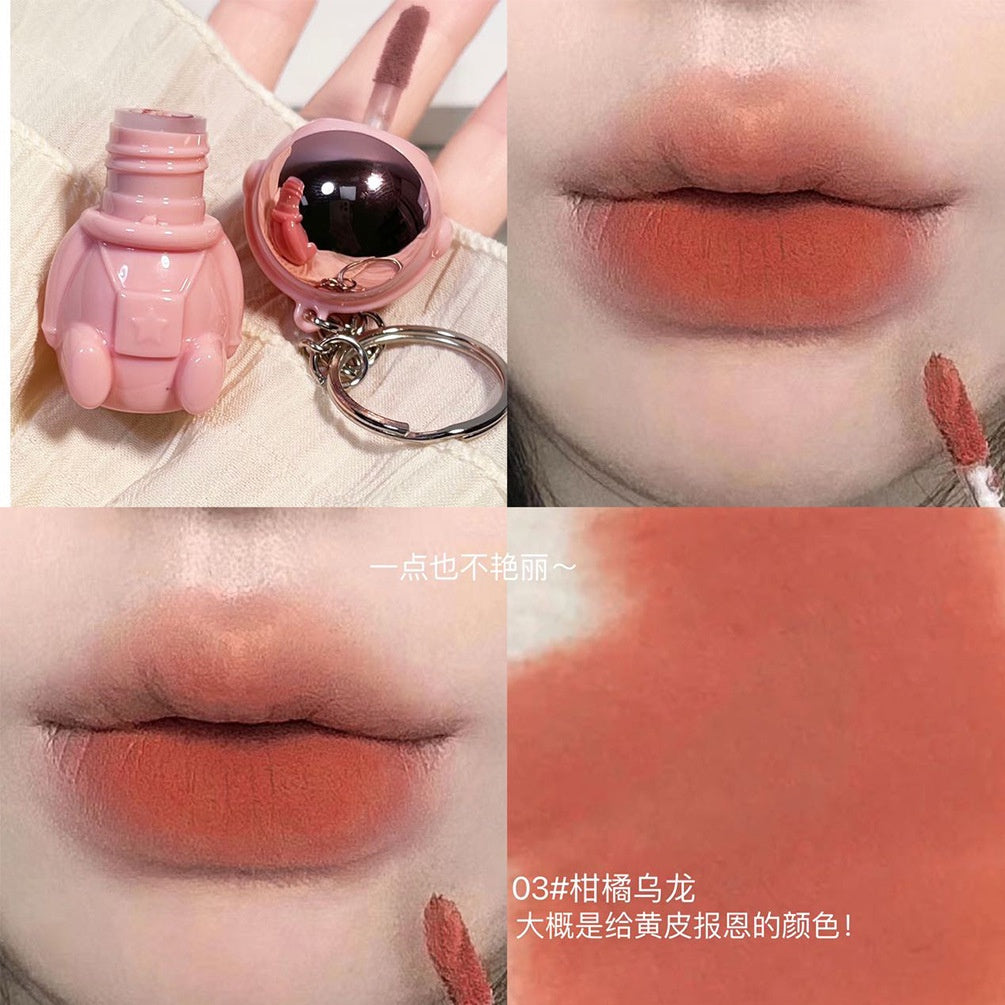 Cute Pendant Astronaut Lip Gloss Matte Water Proof Lasting Nature Lipstick