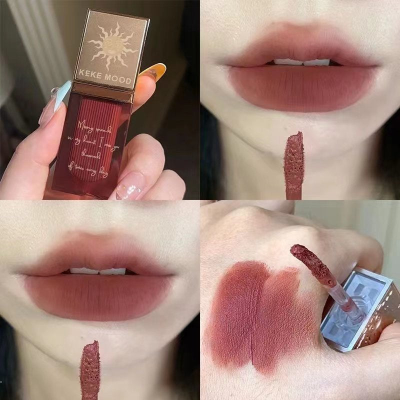 Keke Mood Matte Velvet Lip Mud Moisturize Coloring Lip Gloss Water Proof Non -stick Cup Shining Lipstick