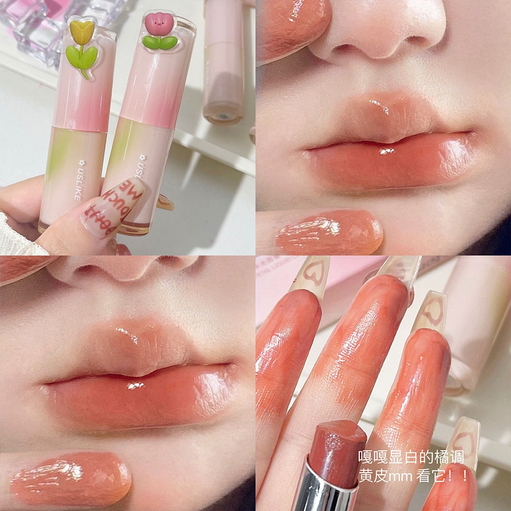 Kekemood Lipstick Colored Round Tube Mirror Surface Moisturize Moisturizing Water Proof Lasting Nature Lip Gloss