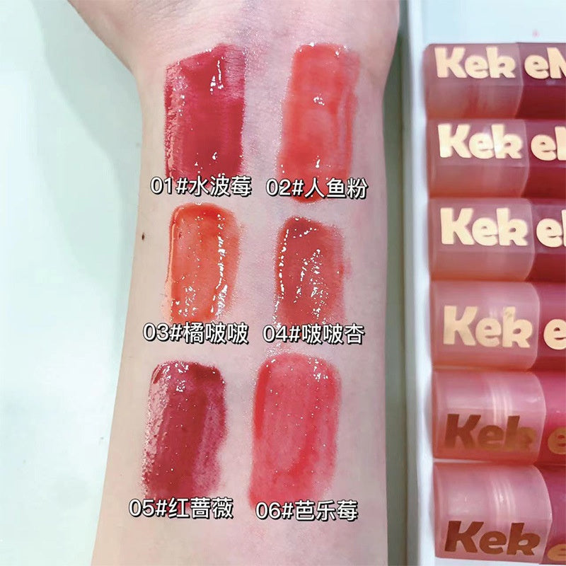 Kekemood Lip Gloss Square Tube Mirror Surface Moisturize Moisturizing Water Proof Lasting Lipstick