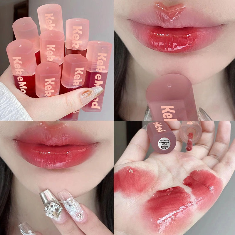 Kekemood Lip Gloss Square Tube Mirror Surface Moisturize Moisturizing Water Proof Lasting Lipstick