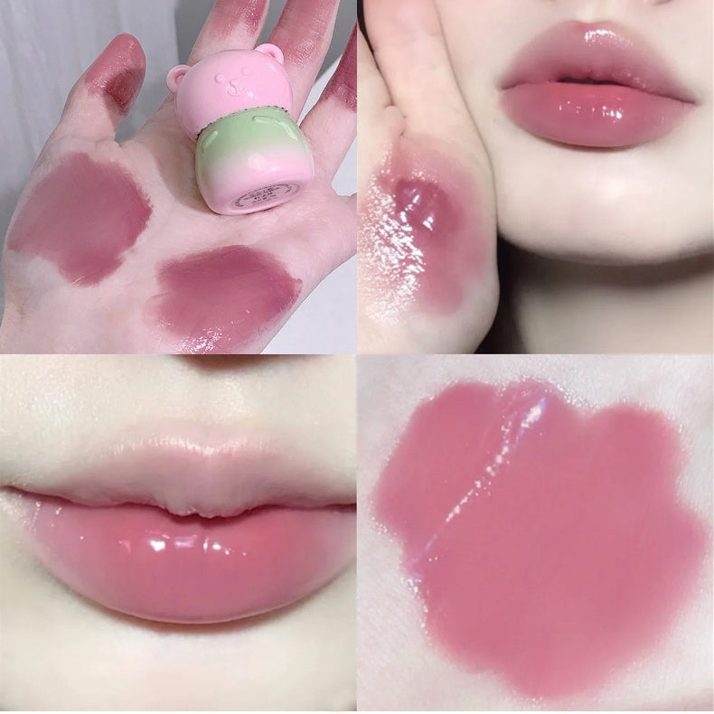 Gege Bear Cute Little Bear Lip Gloss Mirror Surface Moisturize Moisturizing Water Proof Lasting Lipstick