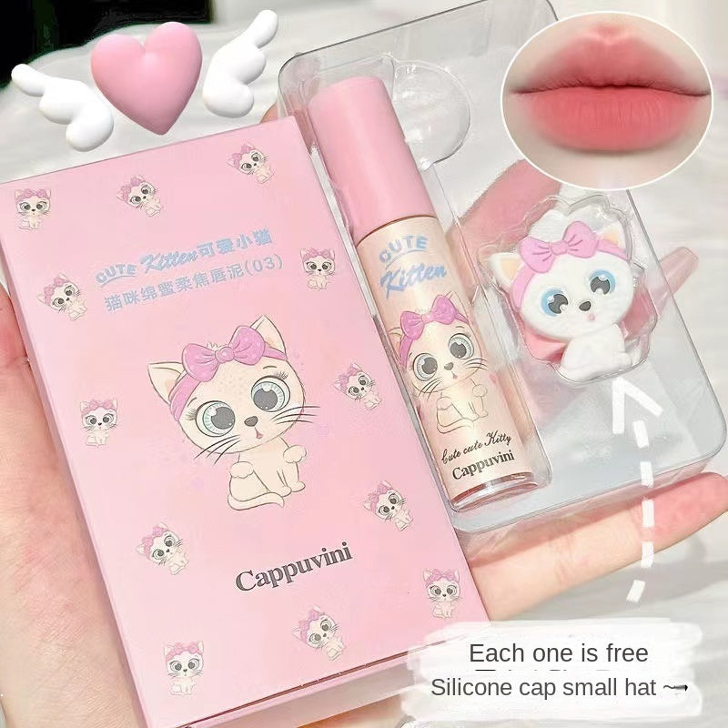 Cappuvini Cute Cat Lip Gloss Matte Water Proof Lasting Lipstick Gift Box