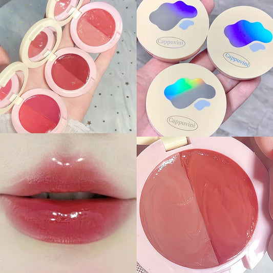 Cappuvini Dual -color Lip Gloss Moisturize Mirror Surface Water Proof Lipstick Containing A Brush