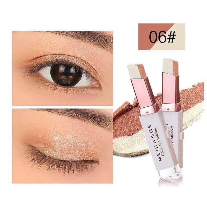 MEIBAOGE Dual -color Eye Shadow Stick Makeup Eye Shadow Pearlescent  Matte Water Proof Lasting Eye Shadow