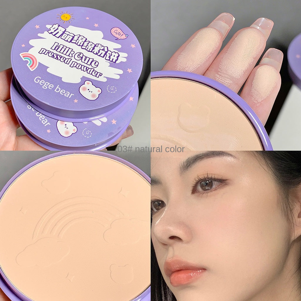 Gege Bear Cute Bear Pressed Powder Water Proof Concealer Moisturizing Makeup Setting Powder Nature Lasting Durable Powder