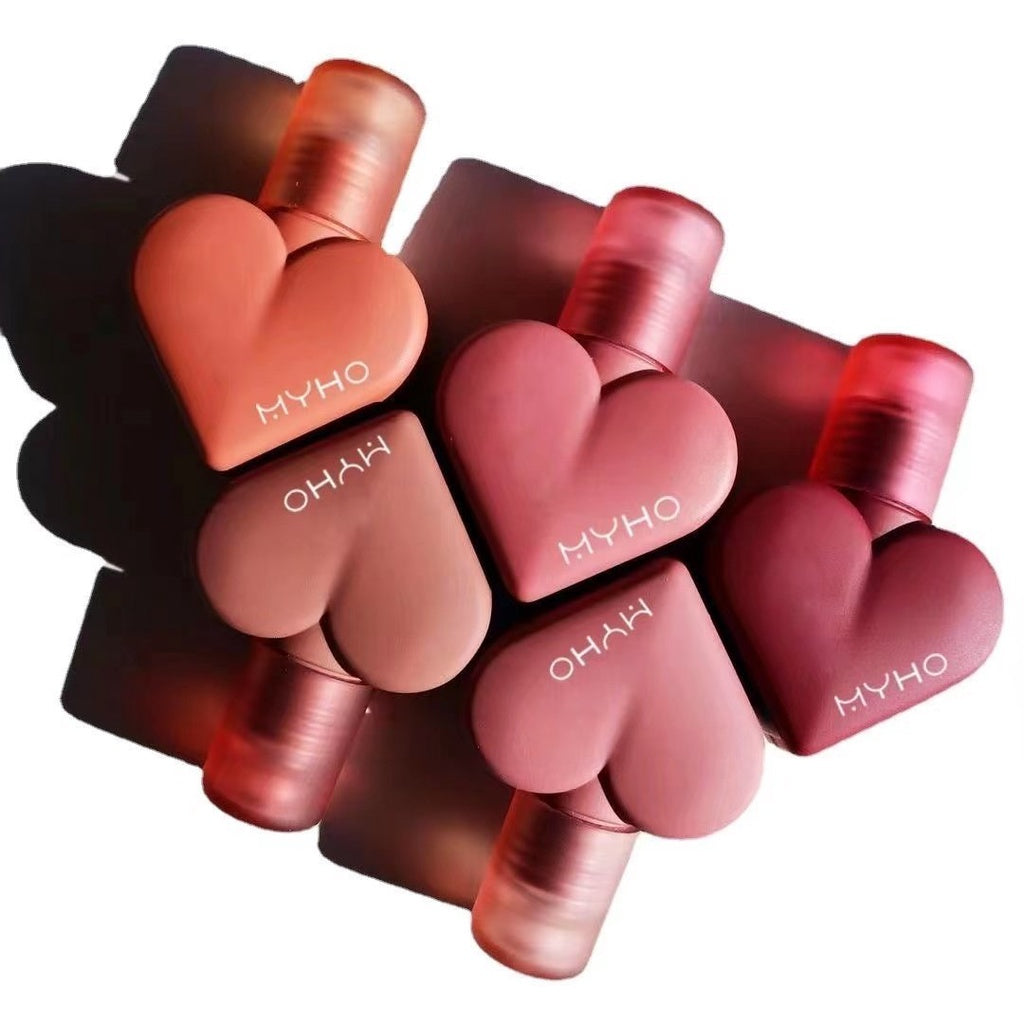 MyHo Heart -shaped Lipstick Velvet Matte Water Proof Not Sticking Cup Not Easy To Fade Heart -shaped Lip Gloss