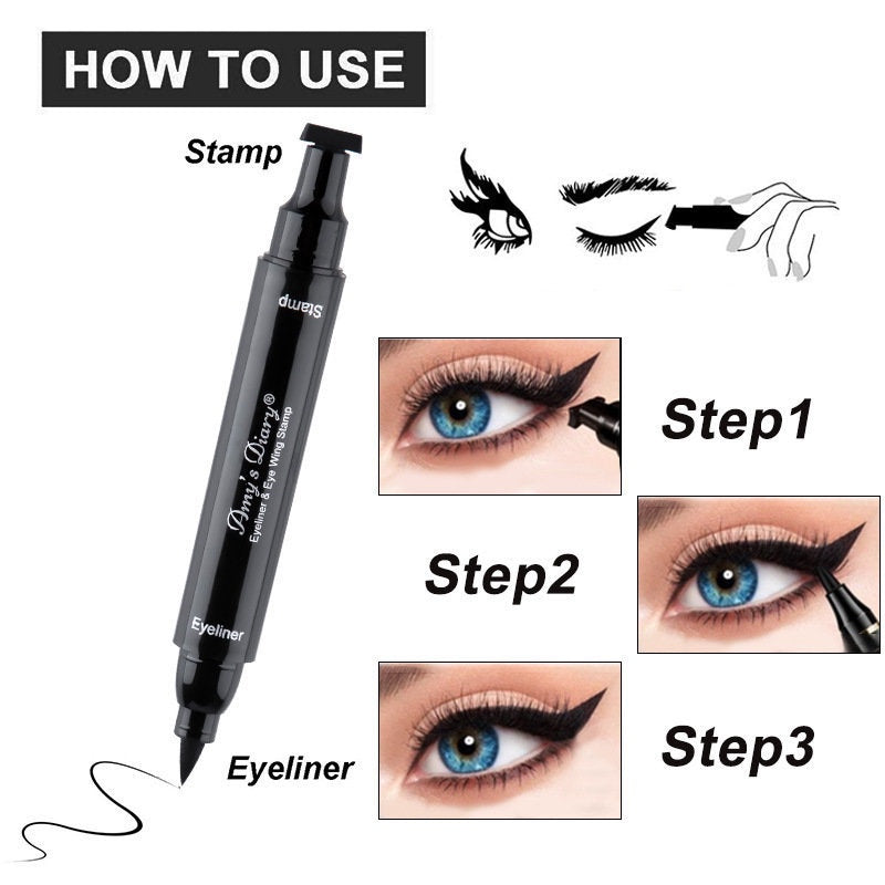 Eyeliner Double Head Triangle Water Proof Quick Drying Novice Portable Eye Makeup Liquid Eyeliner