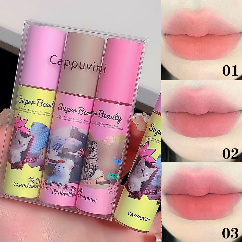 "Flortte" Same Style CAPPUVINI Cute Kitten Lip Gloss Matte Velvet Water Proof Lipstick