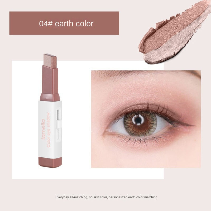 Eye Shadow Stick Two-color Convenient Nature Pearlescent Glitter Water Proof Sweatproof Lasting Not Easy To Fade Eye Shadow Pencil