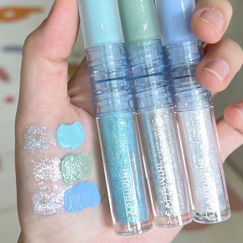 Cappuvini Double Head Liquid Eyeshadow Water Proof Super Flash Pearlescent Blue Green Eye Shadow