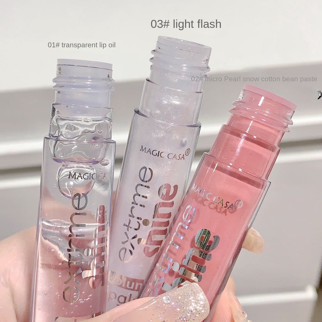 MAGIC CASA Lip Gloss Transparent Mirror Surface Pearlescent Flash Moisturize Moisturizing Water Proof Lasting Lipstick