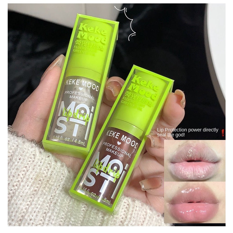 Kekemood Green Fluorescent Lip Oil Moisturizing Moisturize Transparent Water Proof Lip Gloss Lipstick