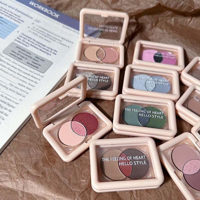 Hello Style Small Square Box Three -color Eye Shadow Plate Pearlescent Sparkling Matte Water Proof Rose Disk Eye Shadow